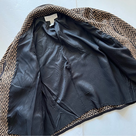 Wool Blend Knit Sweater Cardigan Women’s 1X Brown Black Chevron Lined - Picture 6 of 16